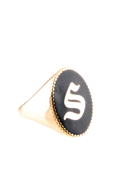 Maison Irem Womens Gothic Initial Signet Ring - S Size 7