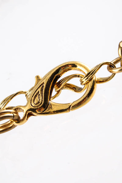 Erickson Beamon Womens Beaded Cartoon Multi Chain Draped Necklace Gold Tone