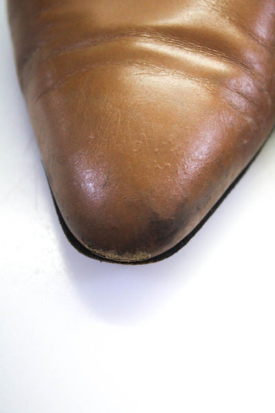 Salvatore Ferragamo Womens Block Heel Round Toe Pumps Brown Leather Size 6.5 C