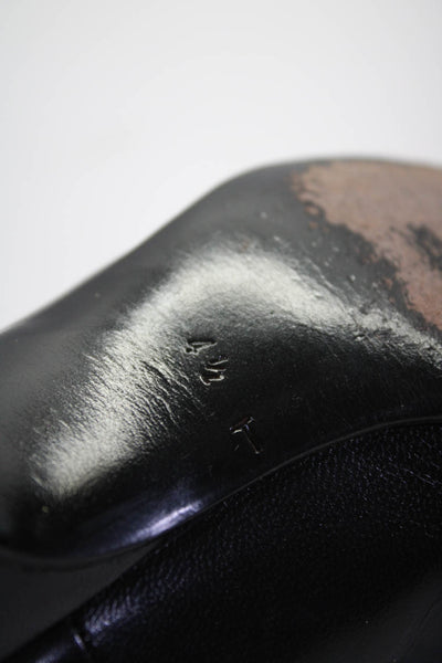 Christian Dior Womens Block Heel Metallic Folded Detail Pumps Black Leather 4.5