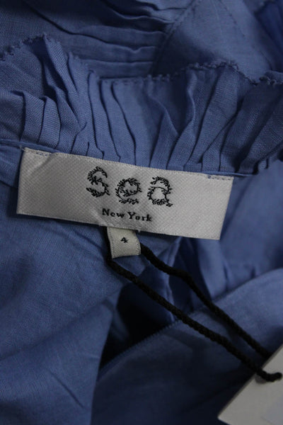 Sea Womens Tier Waverly Flutter Sleeve Dress - Carolina Blue Size 4