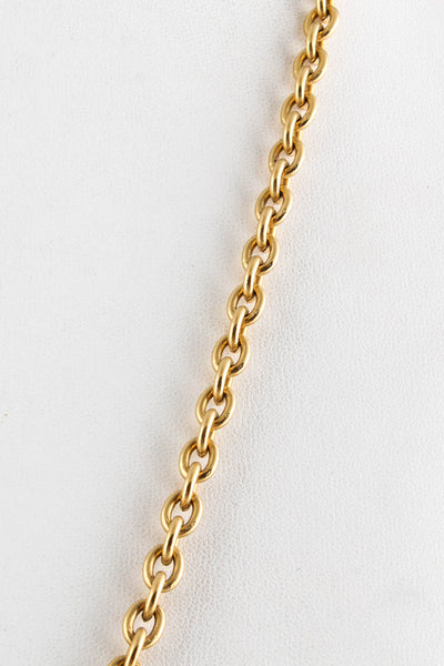 Chanel Vintage Gold Tone Embossed CC Logo Pendant Long Chain Necklace