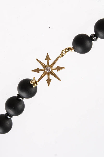 Kristen Farrel Womens Black Diamond Beaded 18kt Yellow Gold Burst Necklace