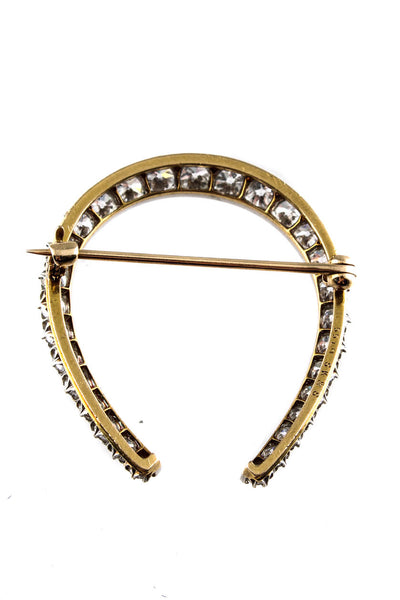 Designer Womens Antique Victorian 27 Diamond Horseshoe Brooch Pin
