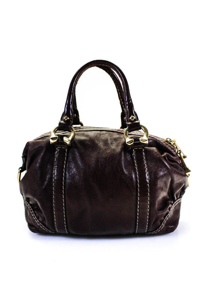 Gucci Womens Leather Horsebit Shoulder Handbag Brown