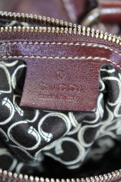 Gucci Womens Leather Horsebit Shoulder Handbag Brown