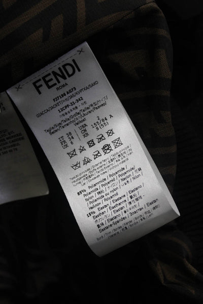 Fendi Womens Zucca Print Paillette Bomber Jacket Black Size 2