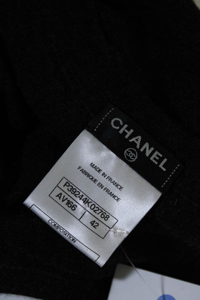 Chanel Womens Crew Neck Ribbon Chain Trim Cashmere Tank Top Gray Size FR 42