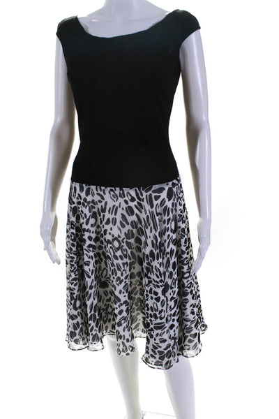 Escada Womens Sleeveless Scoop Neck Leopard Print A Line Dress Black Size 34