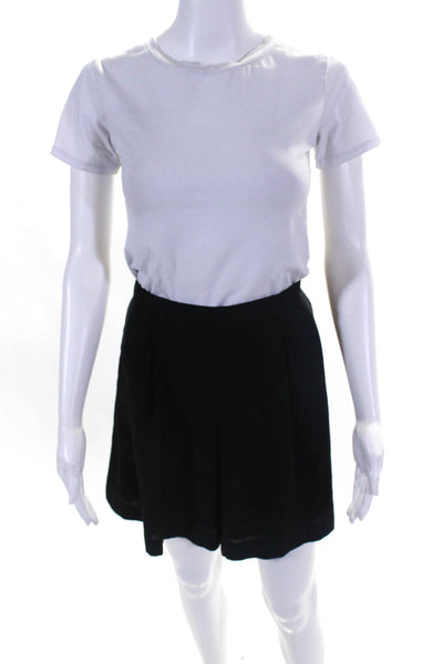 FOXEY NY Womens Pleated Zip Up Mini A Line Skirt Black Size 40