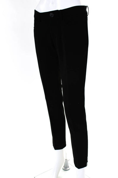 FOXEY NY Womens Mid Rise Skinny Leg Pleated Trousers Black Size 38