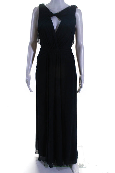 Badgley Mischka Womens Chiffon Sleevelees A-Line Gown Blue Size 6 10579002