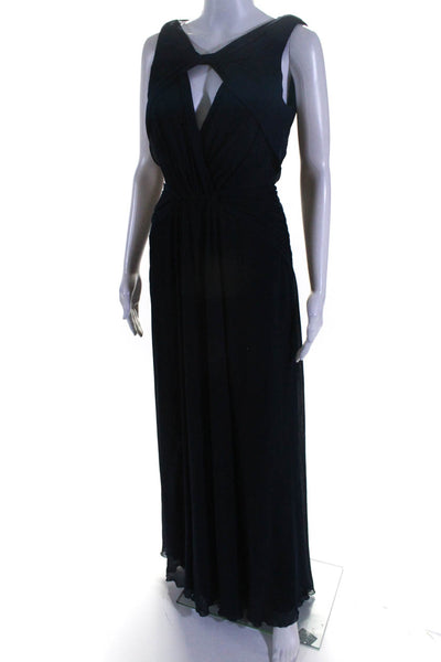 Badgley Mischka Womens Chiffon Sleevelees A-Line Gown Blue Size 6 10579002