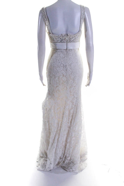 Zuhair Murad Ready To Wear Womens Lace Beaded Wedding Gown White Size Large