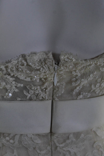 Zuhair Murad Ready To Wear Womens Lace Beaded Wedding Gown White Size Large