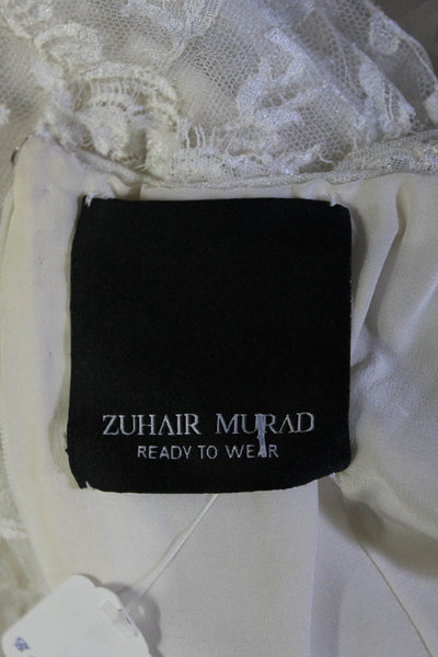Zuhair Murad Ready To Wear Womens Lace Beaded Wedding Gown White Size Large