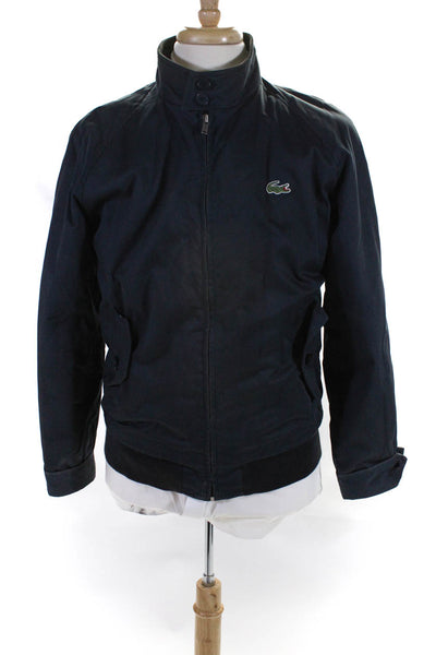 Lacoste Mens Cotton Collared Full Zip Bomber Jacket Blue Size 52/5