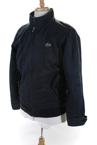 Lacoste Mens Cotton Collared Full Zip Bomber Jacket Blue Size 52/5