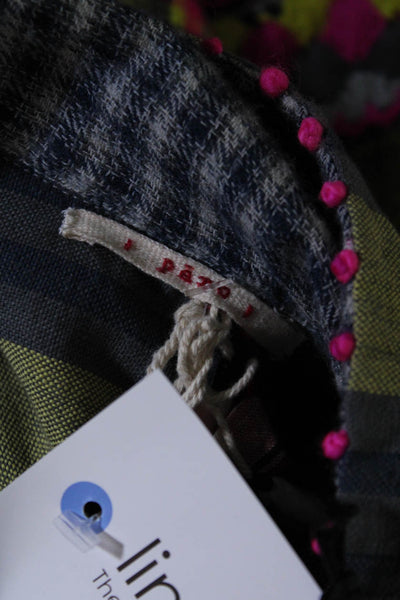 Pero Womens Crocket Plaid Double Breasted Jacket Pink Green Blue Size FR 38