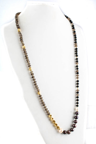 Janis Provisor Womens 18kt Yellow Gold Labradorite Beaded Pearl Strand Necklace