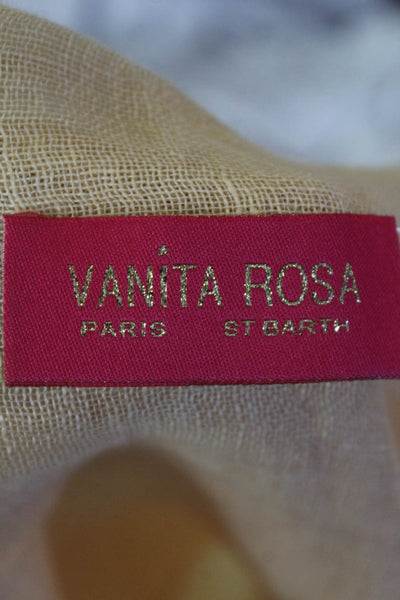 Vanita Rosa Womens Lace Trim Ruffled Square Neck Ombre Top Yellow Orange S/M
