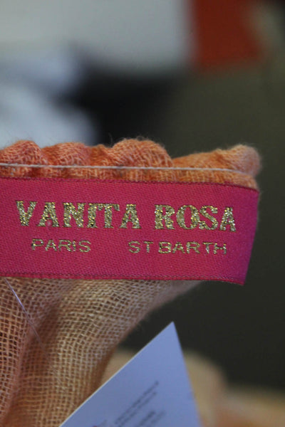 Vanita Rosa Womens Off Shoulder Lace Trim Ombre Shirt Orange Linen Size S/M