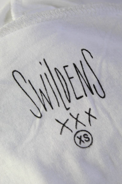 Swildens Womens Cap Sleeve V Neck Rainbow Headdress Tee Shirt White Size XS