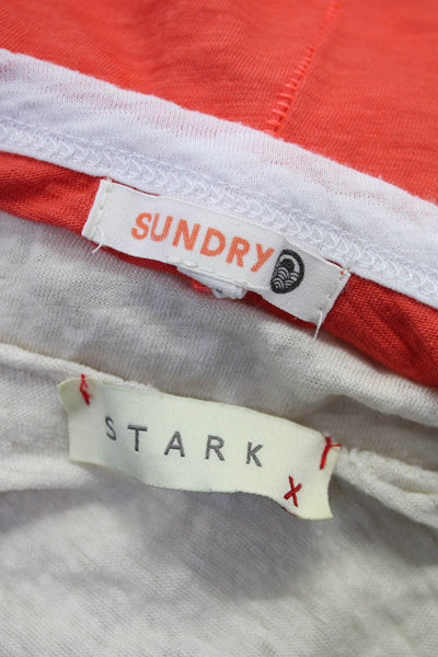Sundry Stark Womens Scoop Neck Tank Tops Orange White Size Petite 2 Lot 2