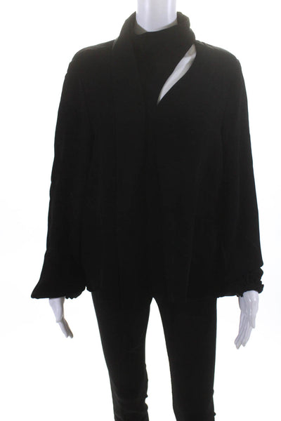 Rodebjer Womens Collared Tie Long Sleeve Blouse Black Size Medium