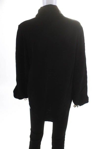 Rodebjer Womens Collared Tie Long Sleeve Blouse Black Size Medium