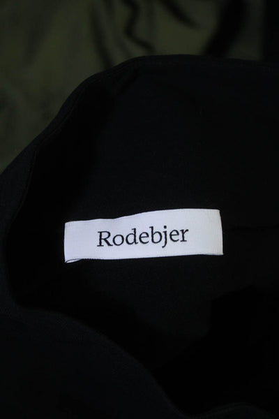 Rodebjer Womens Collared Tie Long Sleeve Blouse Black Size Medium