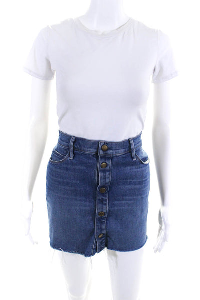 Mother Womens Button Front Knee Length Denim Pencil Skirt Blue Size 29