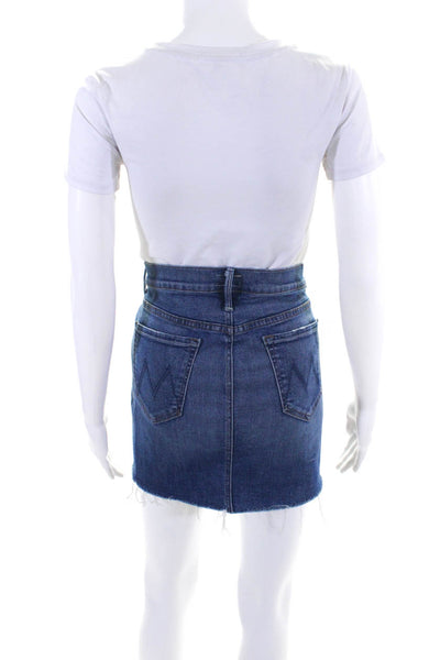 Mother Womens Button Front Knee Length Denim Pencil Skirt Blue Size 29