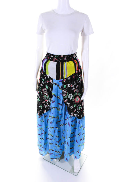 Mimi Liberte Womens Deia Floral Stripe Mix Maxi Skirt Multicolor Satin Size FR36