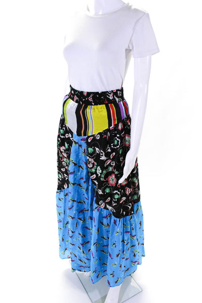 Mimi Liberte Womens Deia Floral Stripe Mix Maxi Skirt Multicolor Satin Size FR36