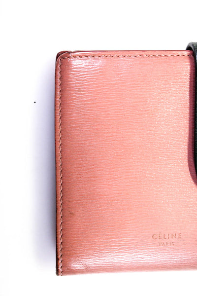 Celine Womens Leather Bifold Card Holder Pink Wallet