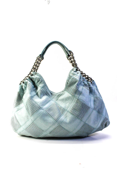 B Makowsky Womans Open Knit Patterned Braided Chain Handel Shoulder Bag Mint