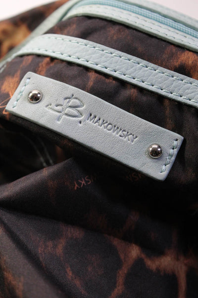 B Makowsky Womans Open Knit Patterned Braided Chain Handel Shoulder Bag Mint