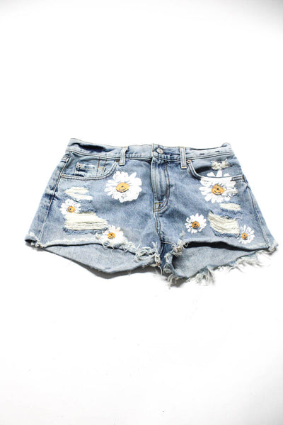 7 For All Mandkind Brandy Melville Shorts Bkue White Gray Size 27/29/OS Lot 3