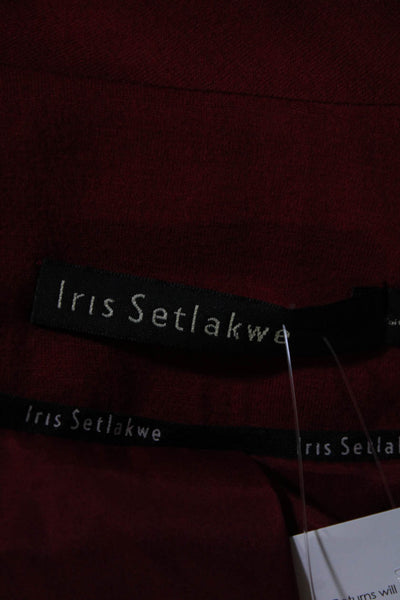 Iris Setlakwe Womens One Button Blazer Jacket Red Leather Trim Size 10