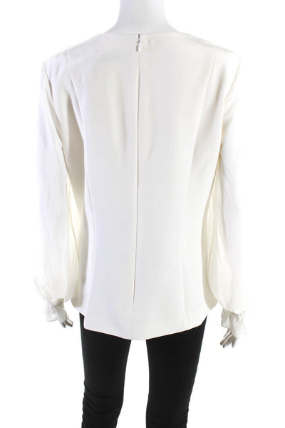 Kimora Lee Simmons Womens Chiffon Sleeve Silk V Neck Blouse Shirt Ivory Size 6