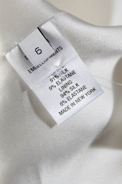 Kimora Lee Simmons Womens Chiffon Sleeve Silk V Neck Blouse Shirt Ivory Size 6
