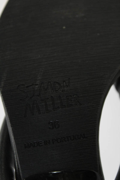 Simon Miller Womens Medium Heel T Strap Sandals Black Vegan Size 36
