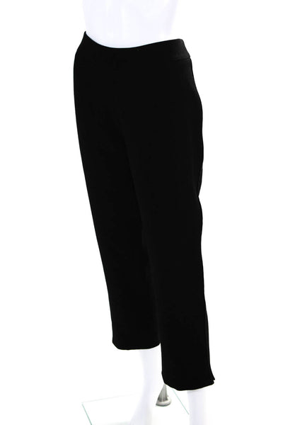 Carmen Marc Valvo Womens Black Wool Silk Trim Cropped Trousers Size 10
