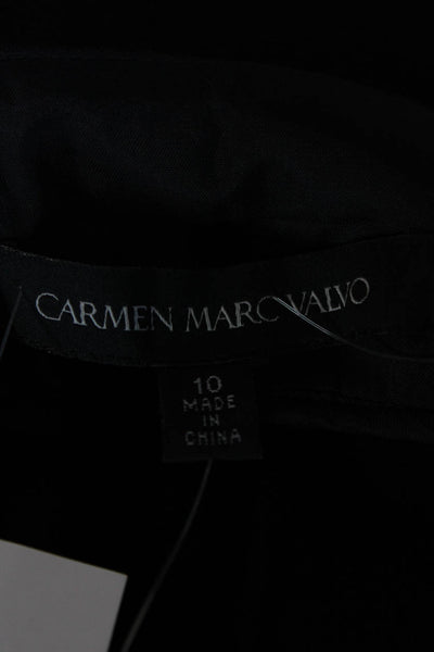Carmen Marc Valvo Womens Black Wool Silk Trim Cropped Trousers Size 10