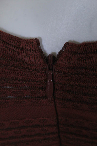 Alaia Womens Knit Square Neck Sleeveless A-Line Midi Dress Brick Red Size 40