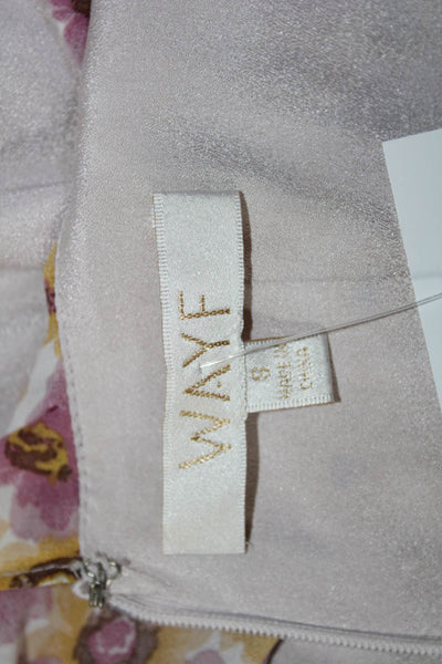 Wayf Womens Floral Ruched Ruflle V-Neck Dress Pink White Orange Size S