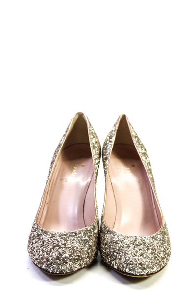 Kate Spade New York Womens Glitter Round Toe Pumps Silver Size 8.5 B
