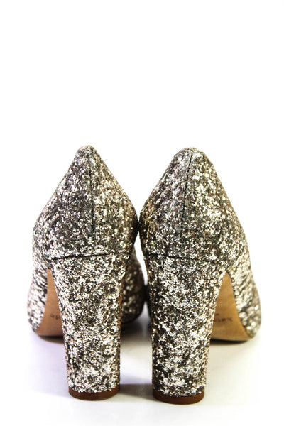 Kate Spade New York Womens Glitter Round Toe Pumps Silver Size 8.5 B
