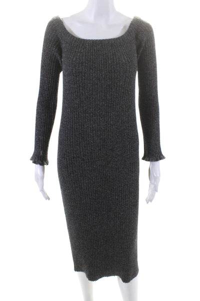 Eleven Six Womens Kiera Mouline Scoop Neck Sweater Dress Gray Alpaca Size Medium